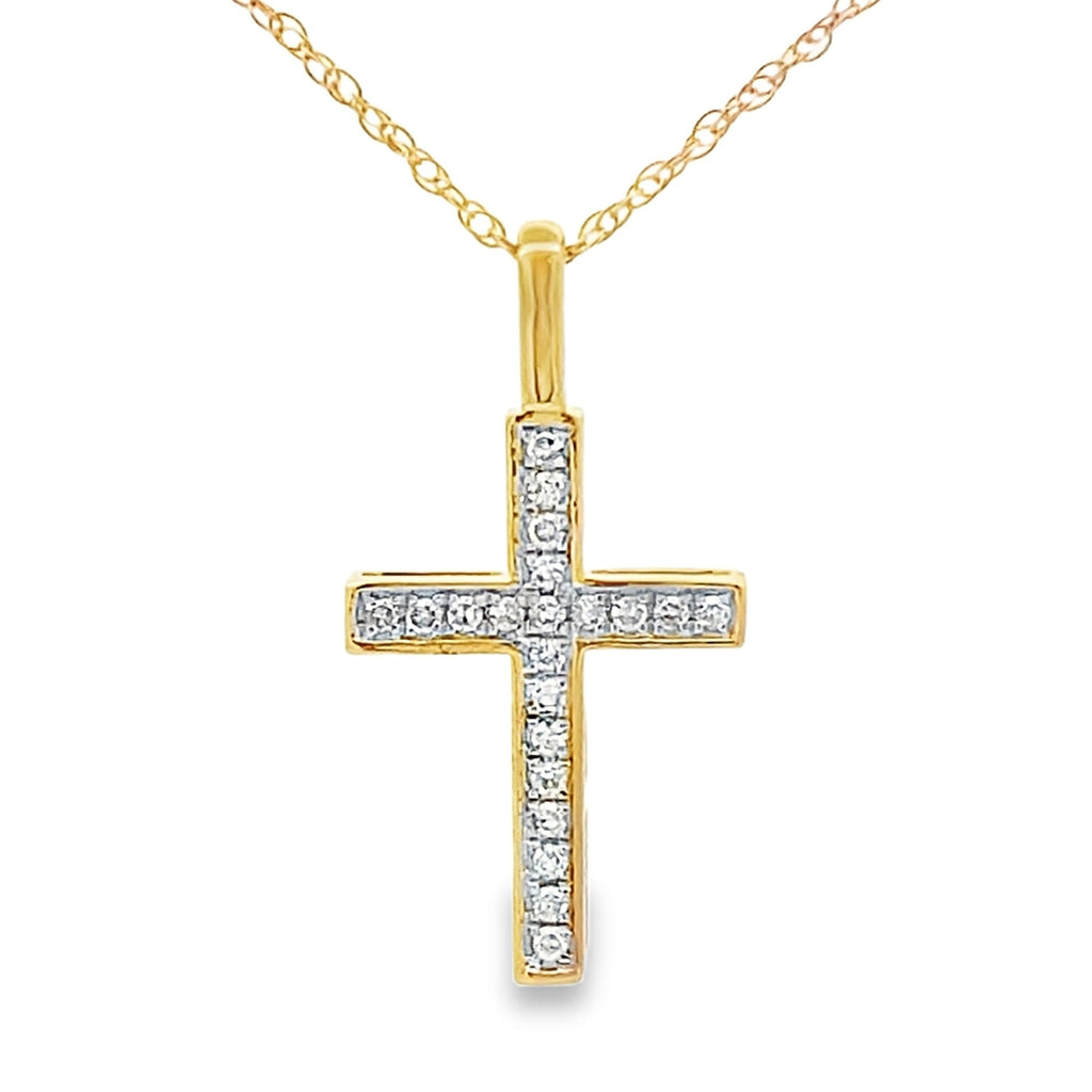 .07ct Diamond Cross Religious Pendant 10KT Yellow Gold