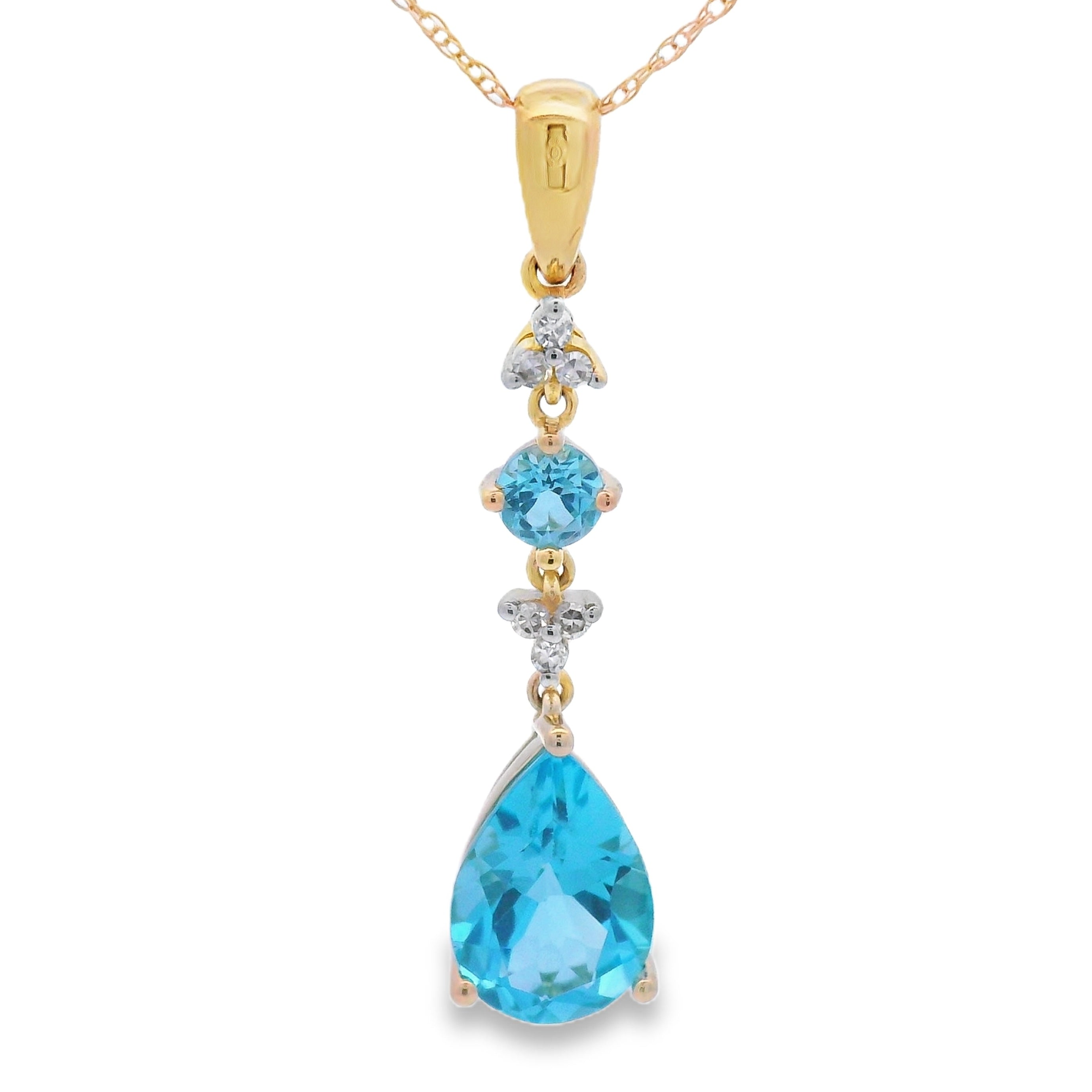 Blue Topaz Diamond Fashion Pendants 10KT Yellow Gold