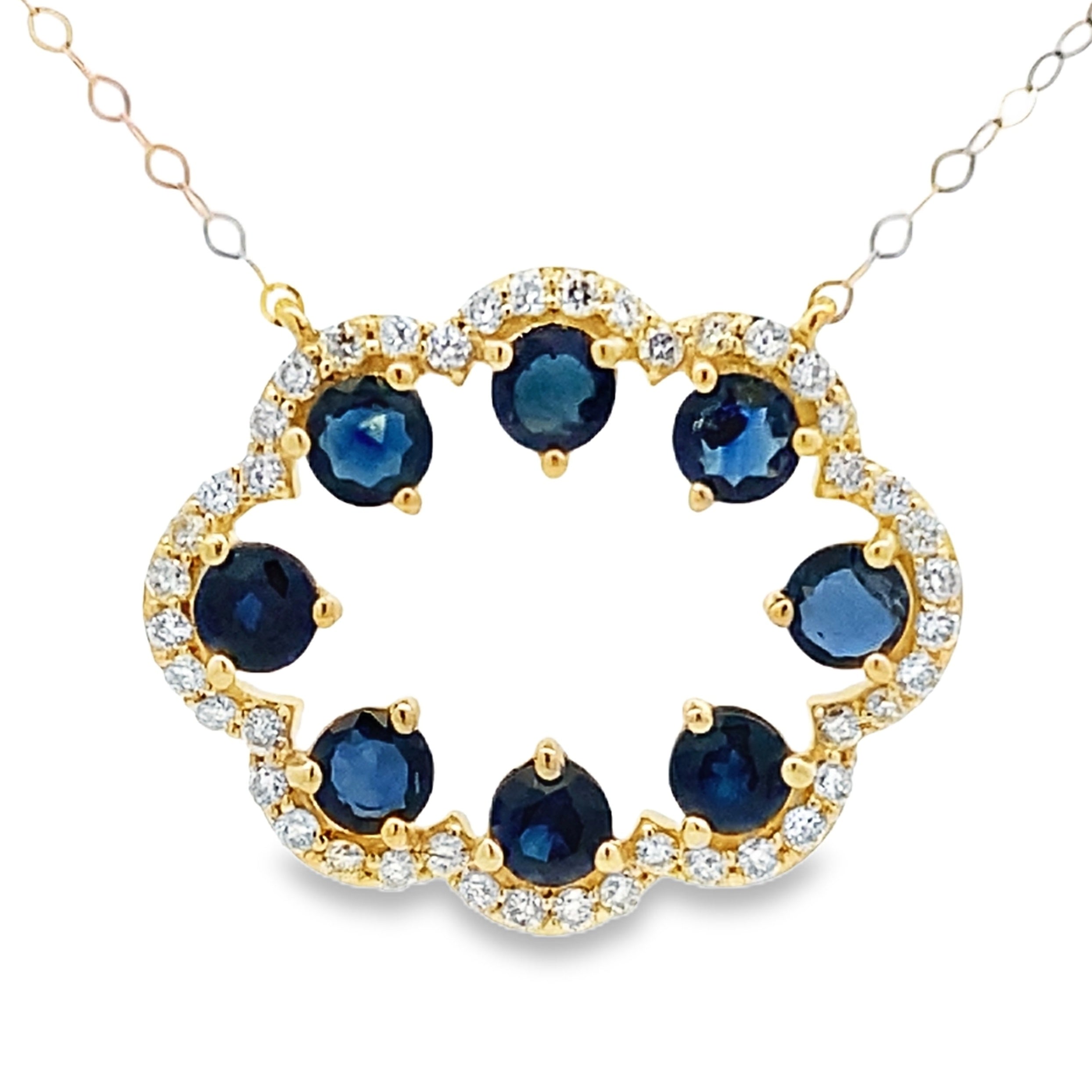 Sapphire Diamond Fashion Pendants 14KT Yellow Gold