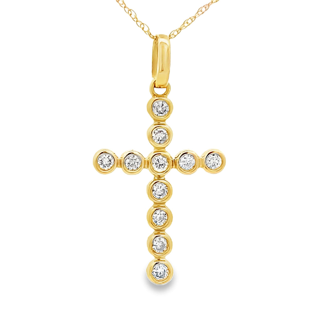 .31ct Diamond Cross Religious Pendant 14KT Yellow Gold