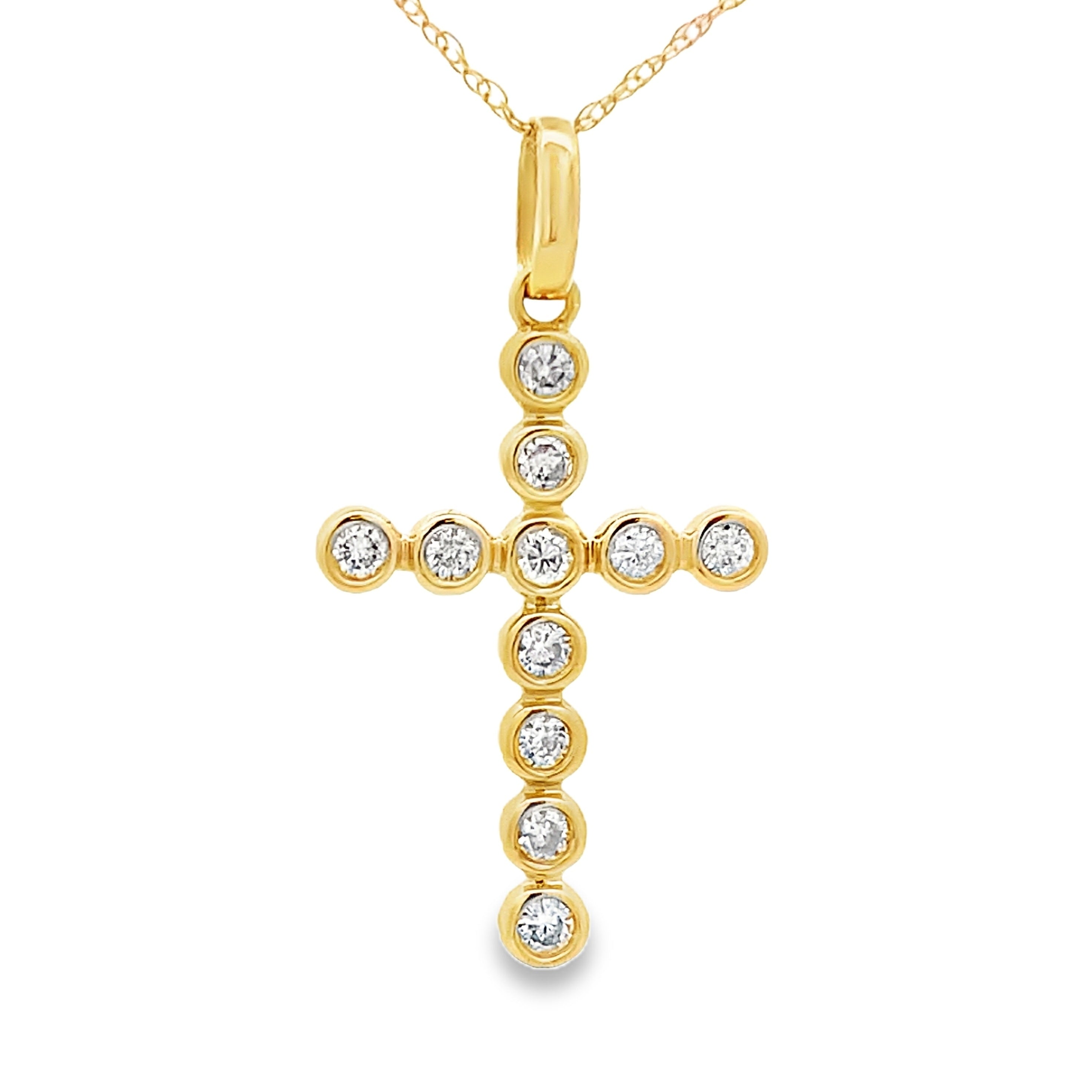 .31ct Diamond Cross Religious Pendant 14KT Yellow Gold