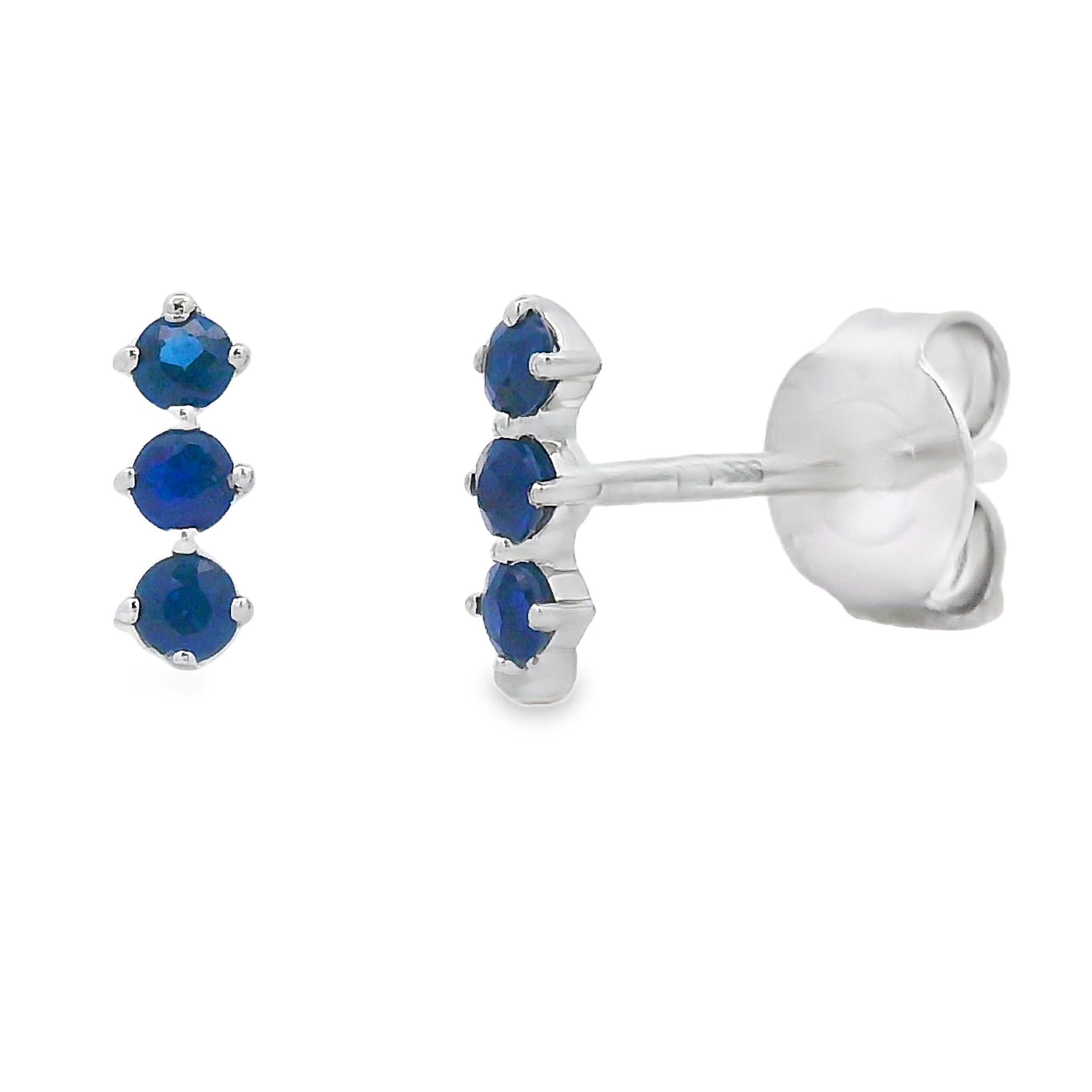 Natural .21ct Sapphire Earrings 14KT White Gold