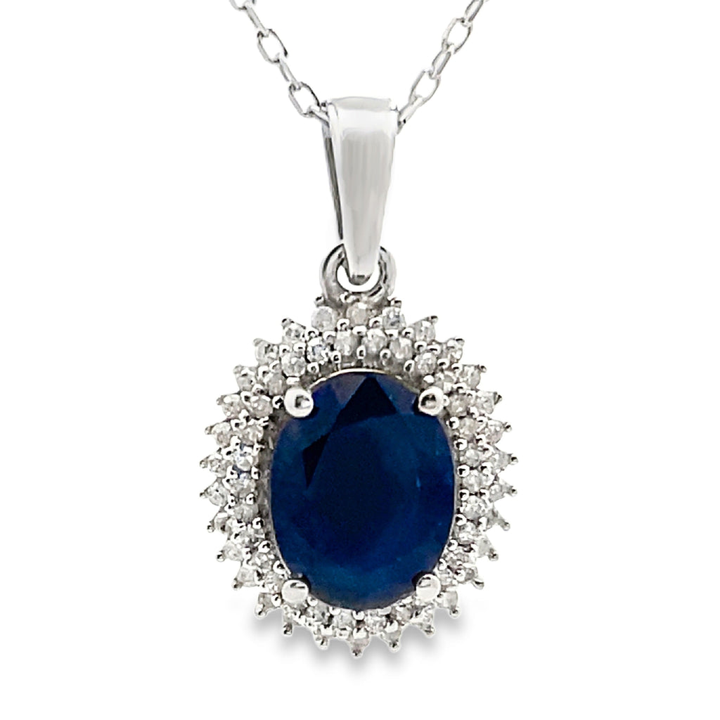 Sapphire Diamond Fashion Pendants 10KT White Gold