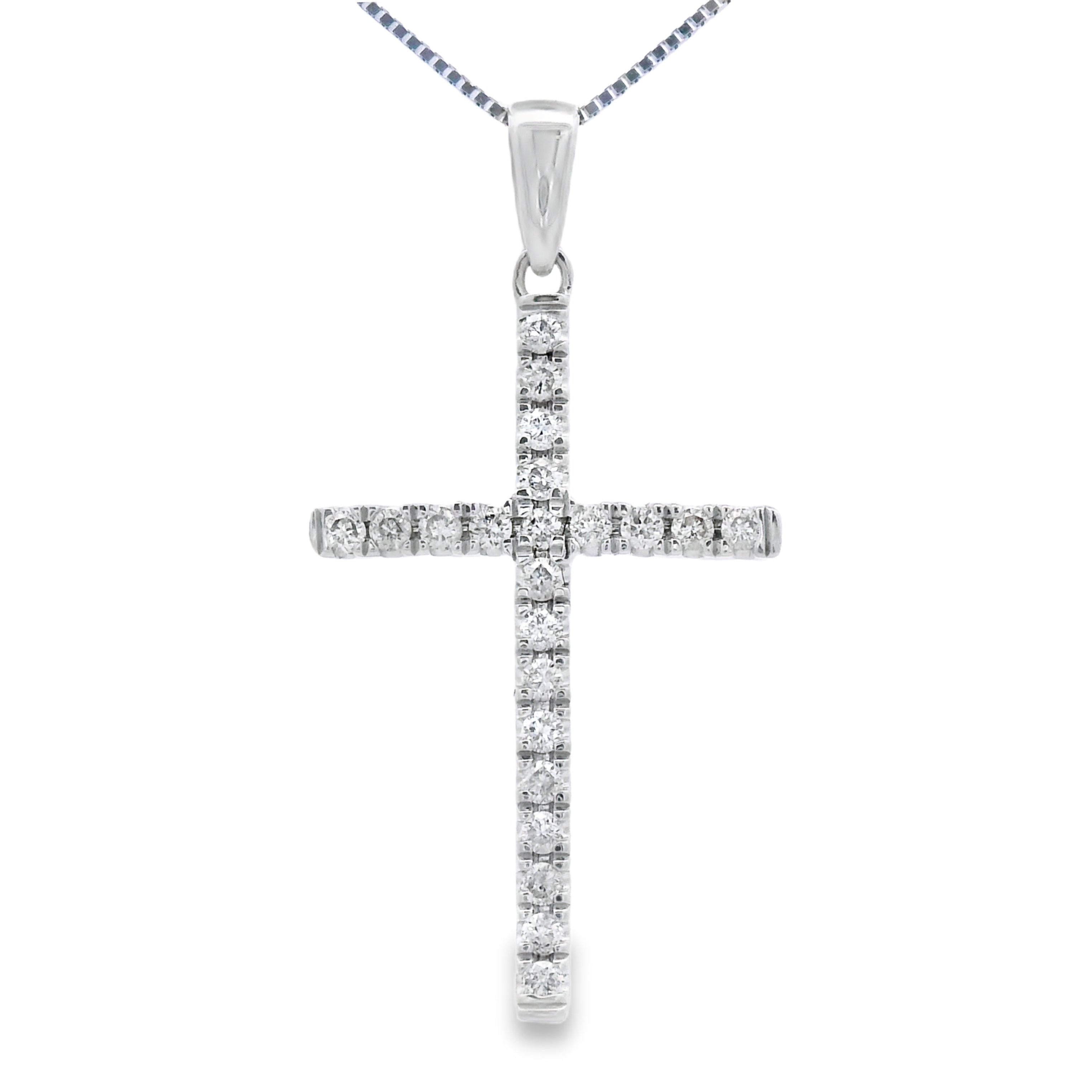 .21ct Diamond Cross Religious Pendant 14KT White Gold