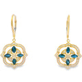 Sapphire Diamond Dangle Earrings 14KT Yellow Gold