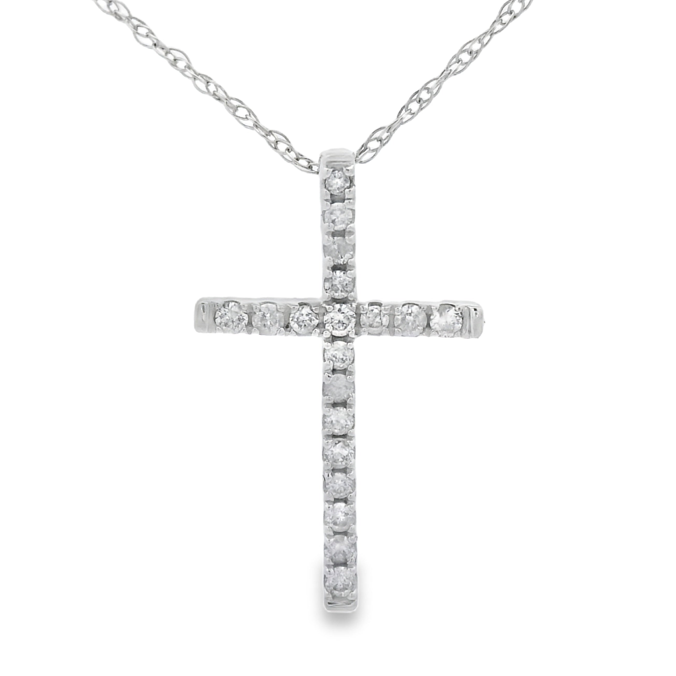 .11ct Diamond Cross Religious Pendant 14KT White Gold