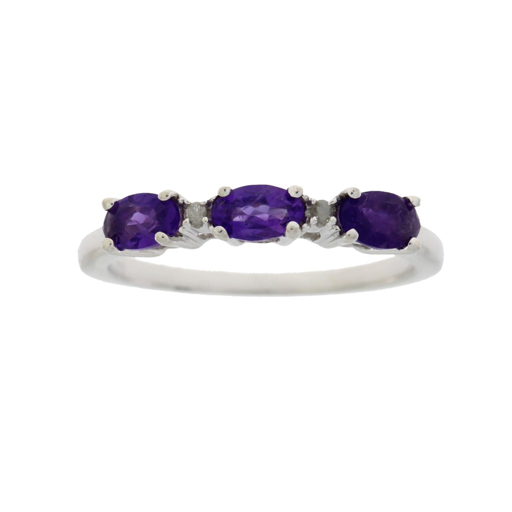 .70ct Amethyst Diamond Ring Sterling Silver