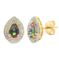 Mystic Fire Topaz Dangle Earrings 10KT Yellow Gold