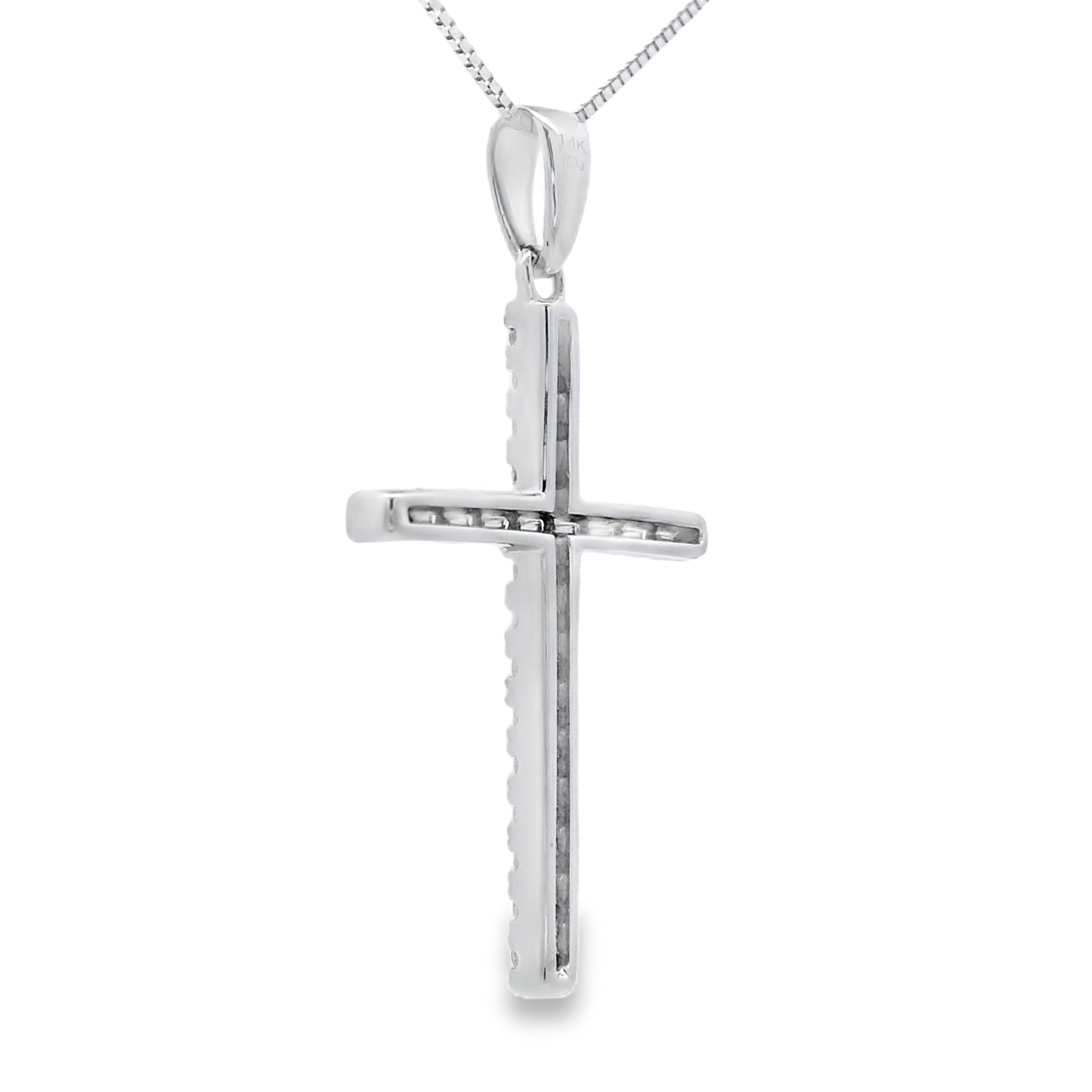 .21ct Diamond Cross Religious Pendant 14KT White Gold