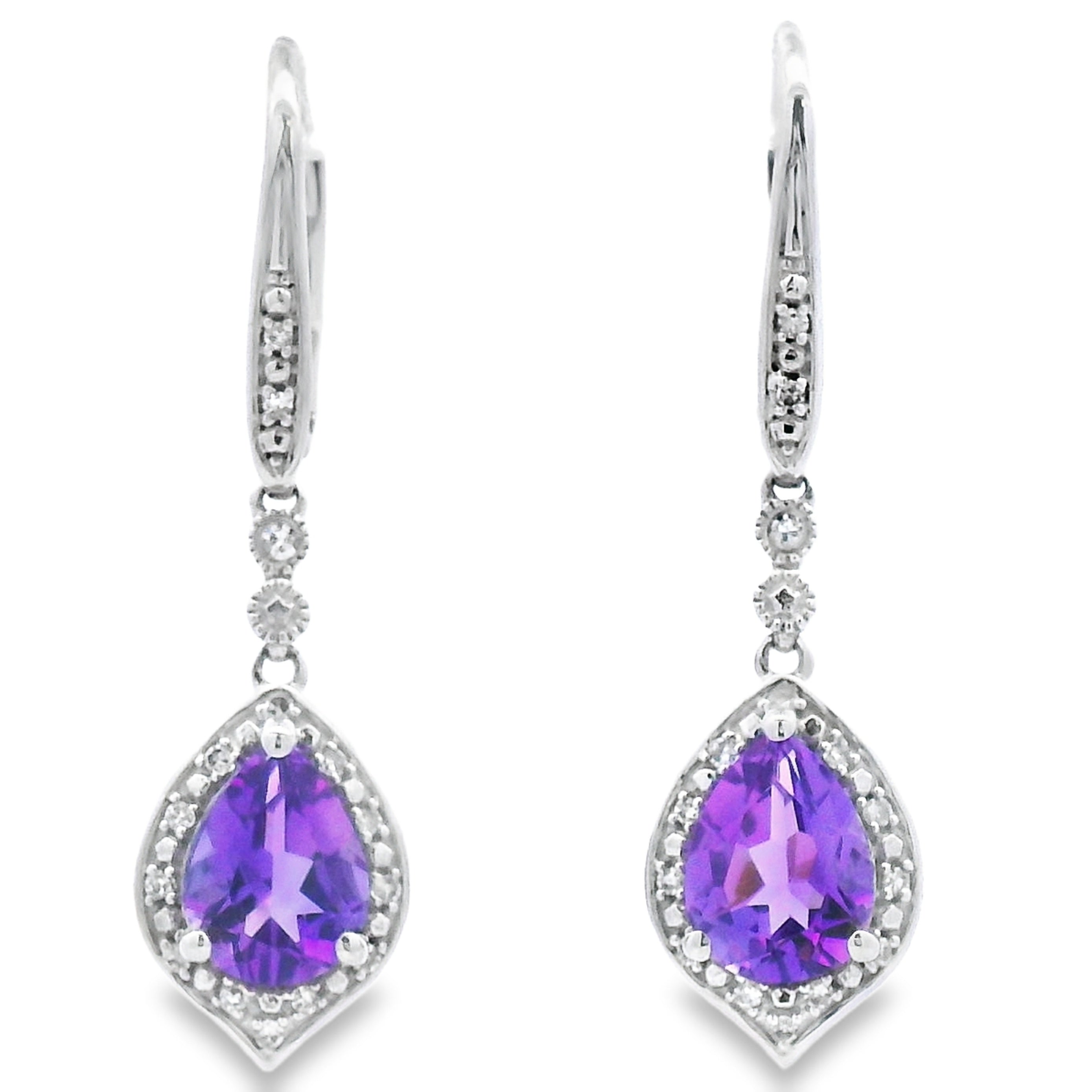 2.13ct Amethyst Diamond Dangle Earrings 10KT White Gold