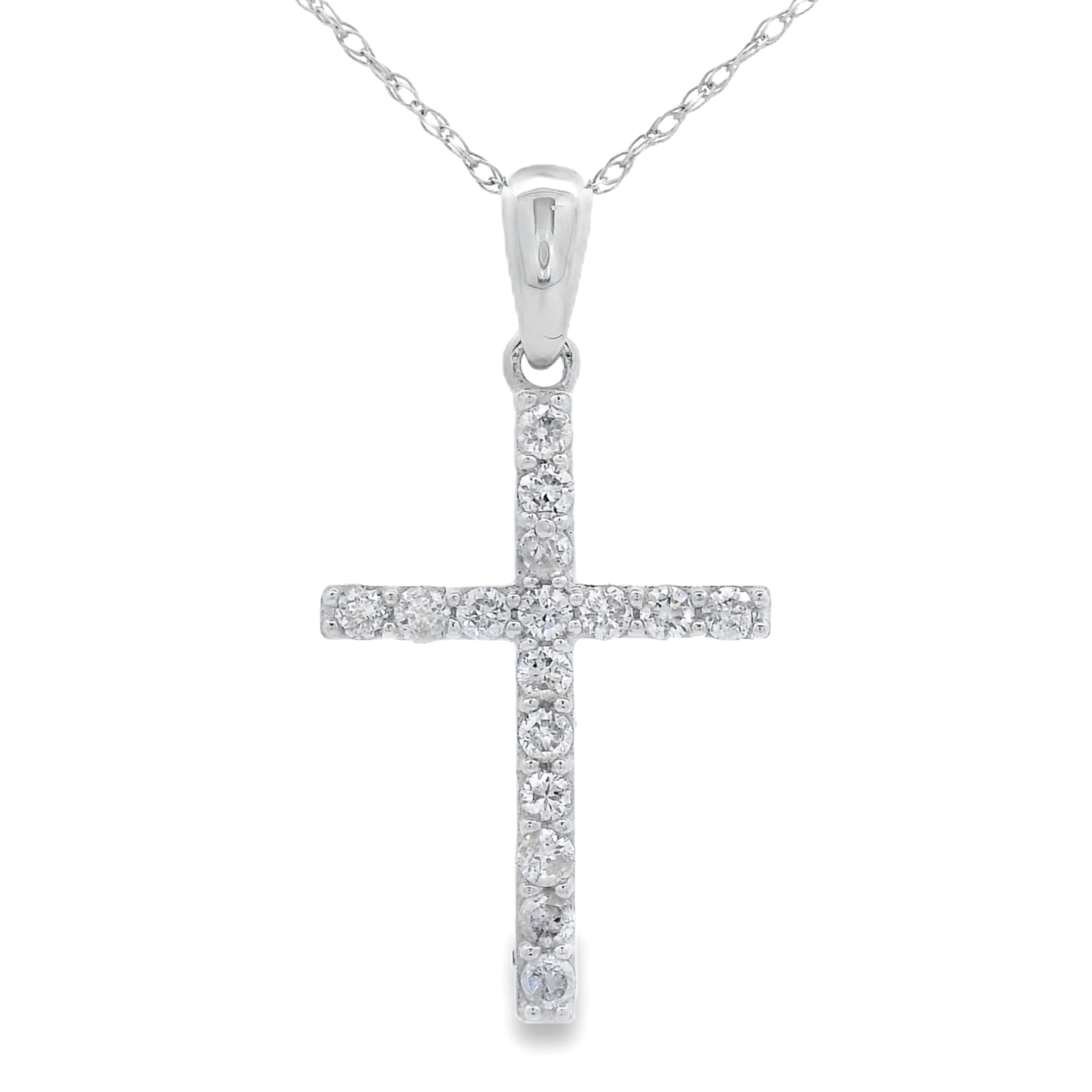 .25ct Diamond Cross Religious Pendant 14KT White Gold
