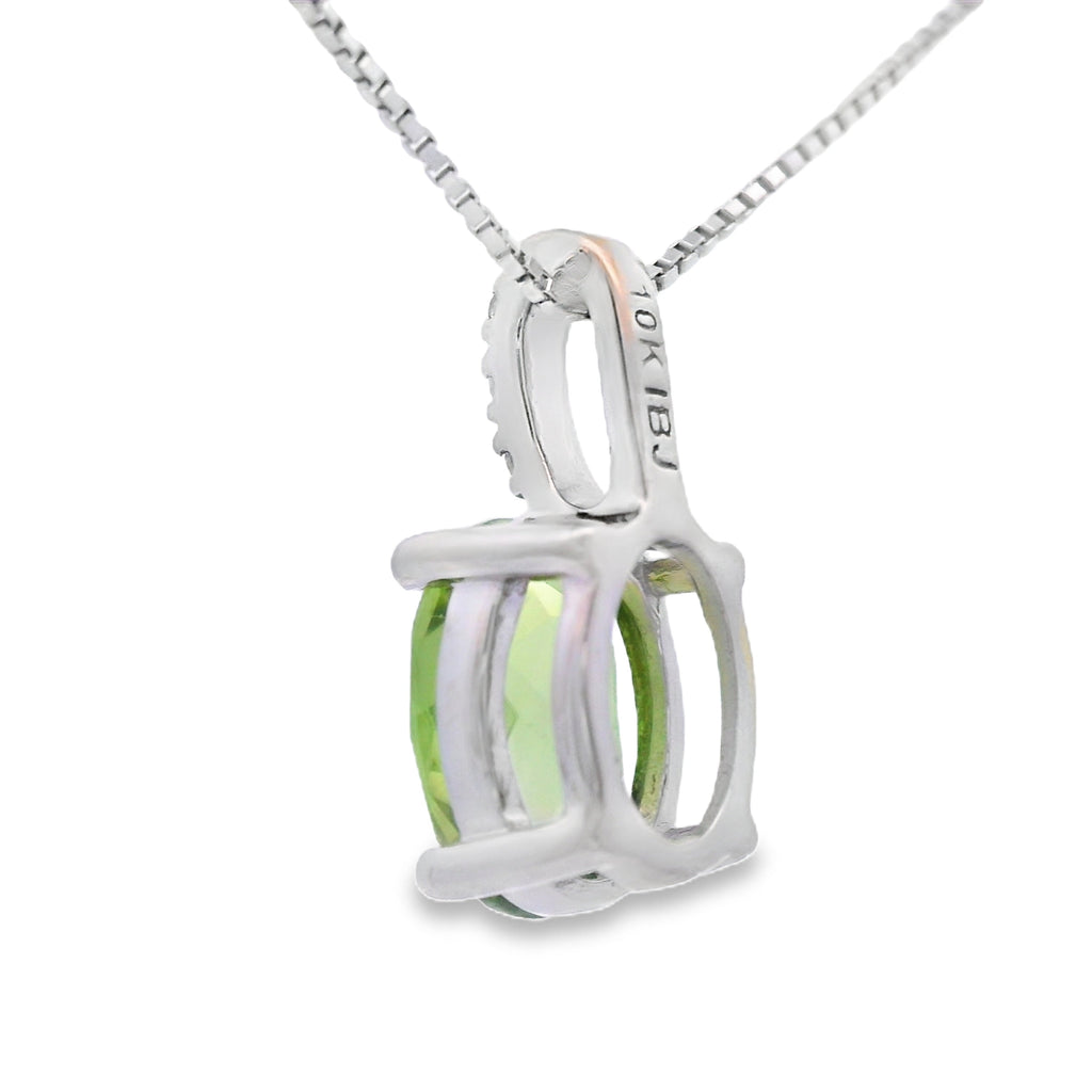 1.34ct Peridot Diamond Fashion Pendants 10KT White Gold