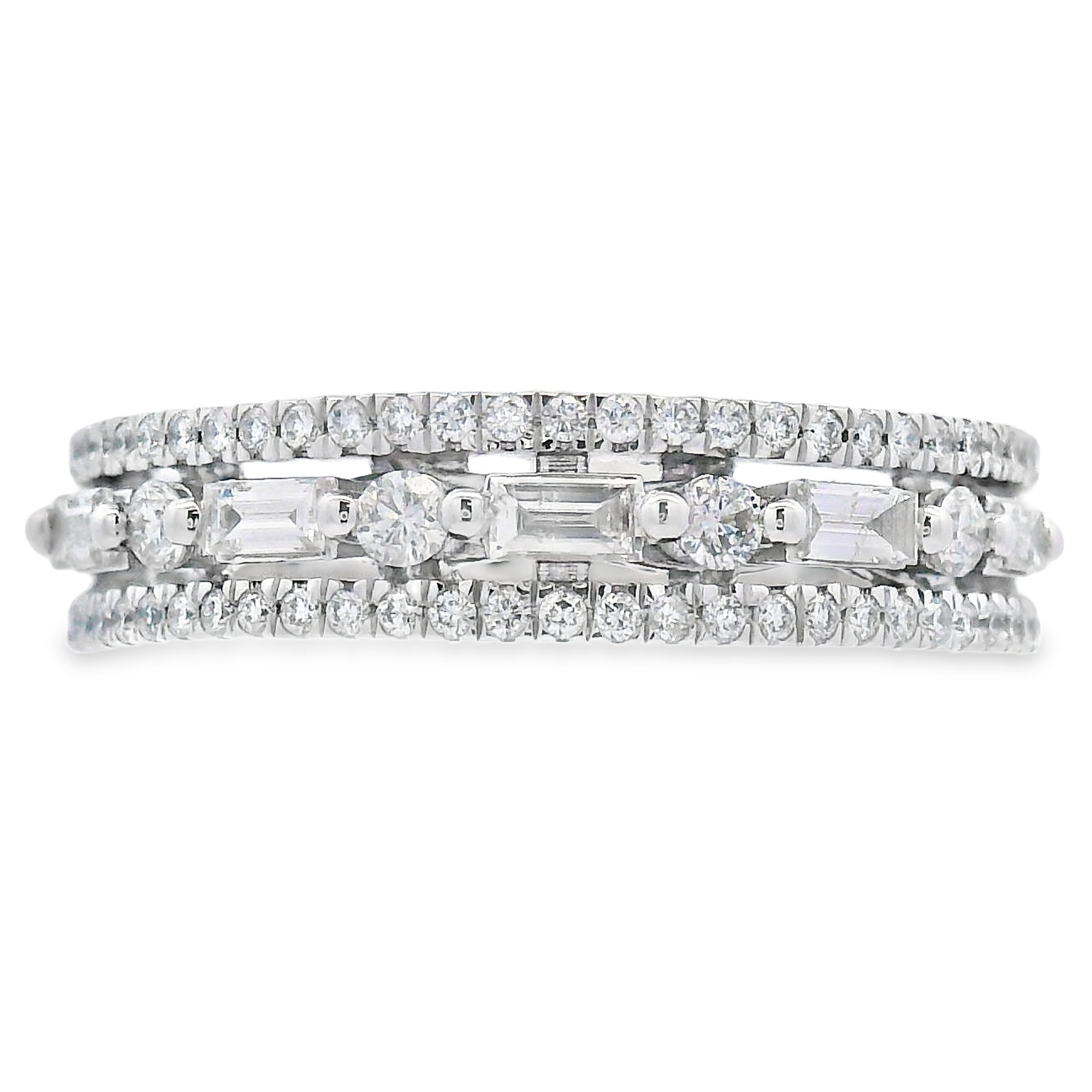.50ct Diamond Fashion band rings 14KT White Gold
