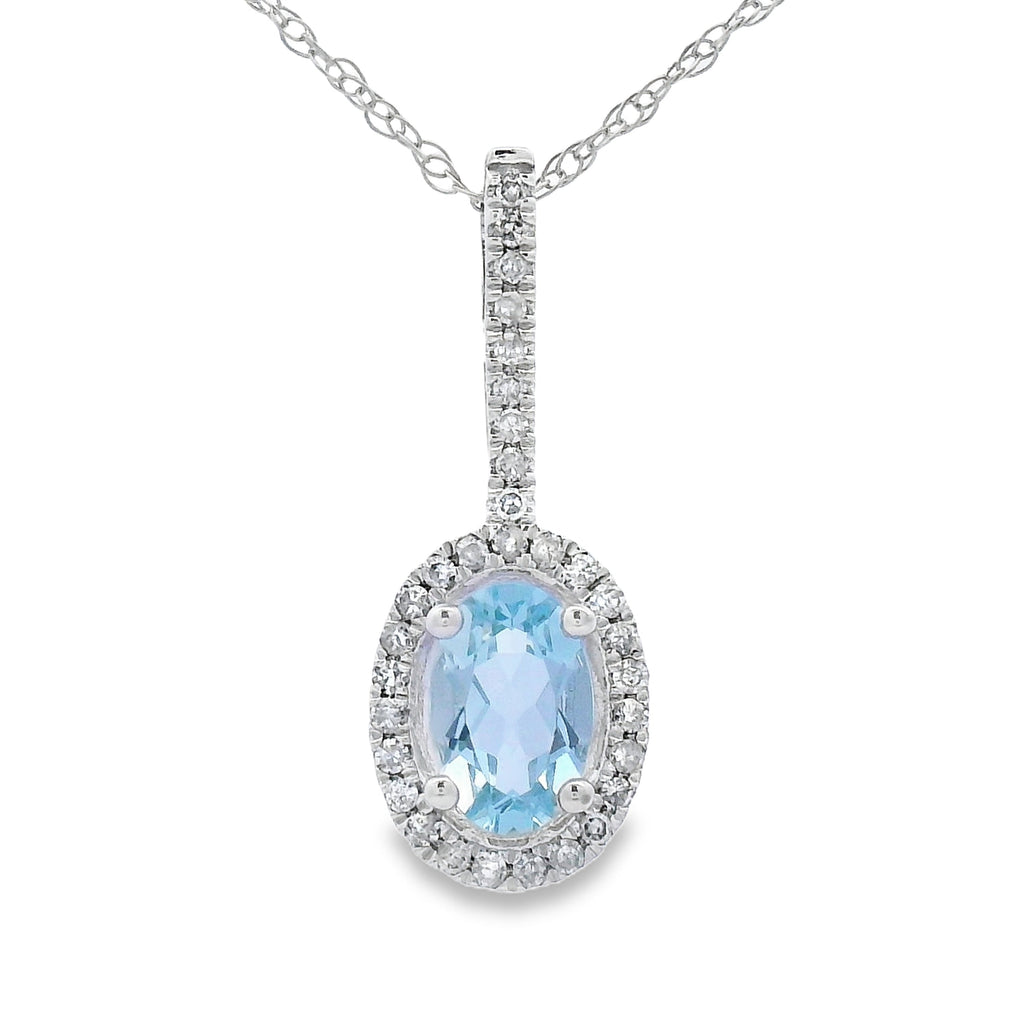 Aquamarine Diamond Fashion Pendants 10KT White Gold