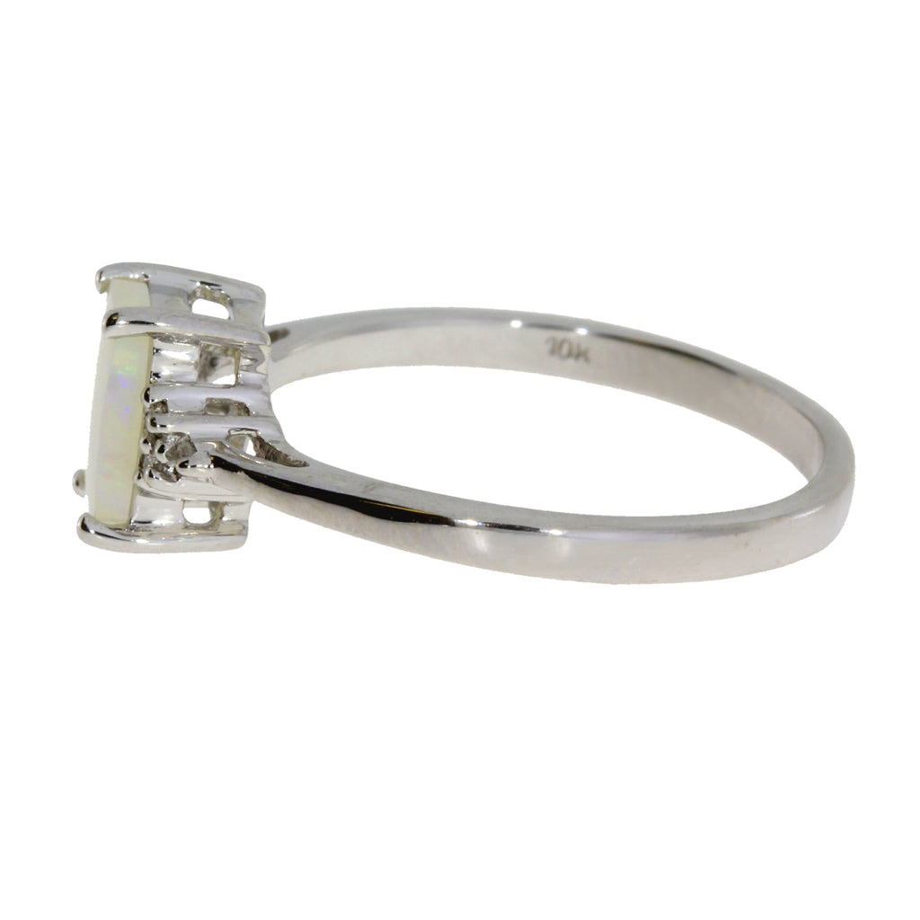 Genuine .02ct Opal Diamond Ring 10KT White Gold