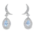 Aquamarine Diamond Dangle Earrings 10KT White Gold
