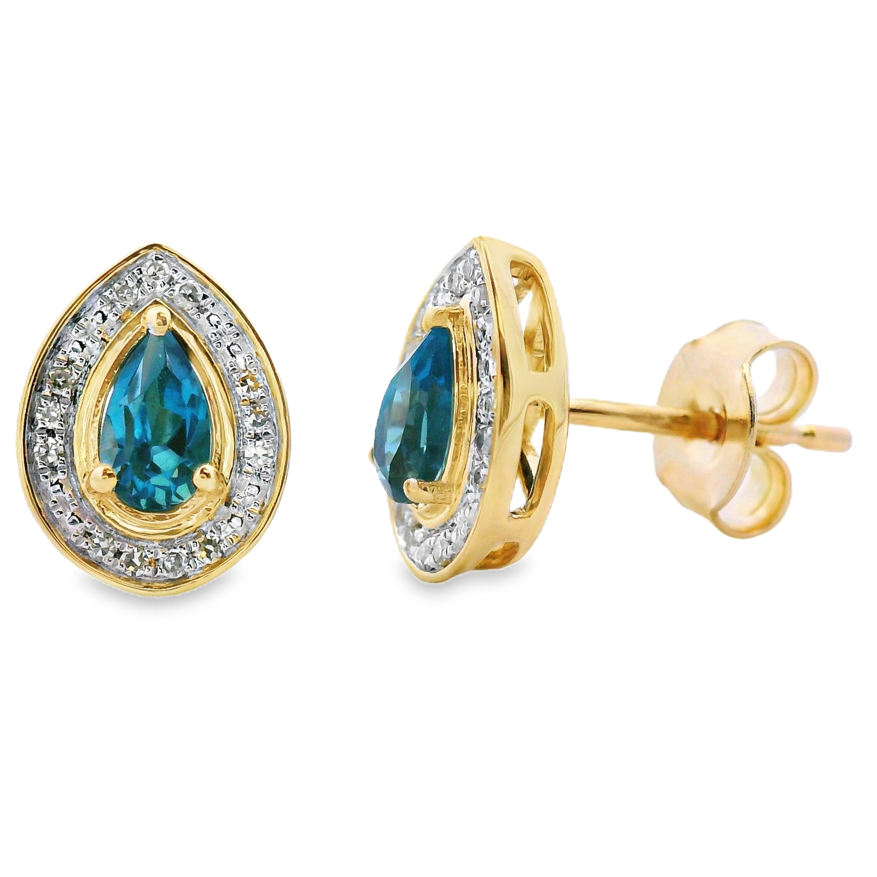 .57ct London Blue Topaz Stud Earrings 10KT Yellow Gold