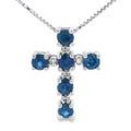 .32ct Sapphire Cross Religious Pendant 10KT White Gold