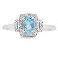 Genuine .45ct Aquamarine Diamond Ring 10KT White Gold