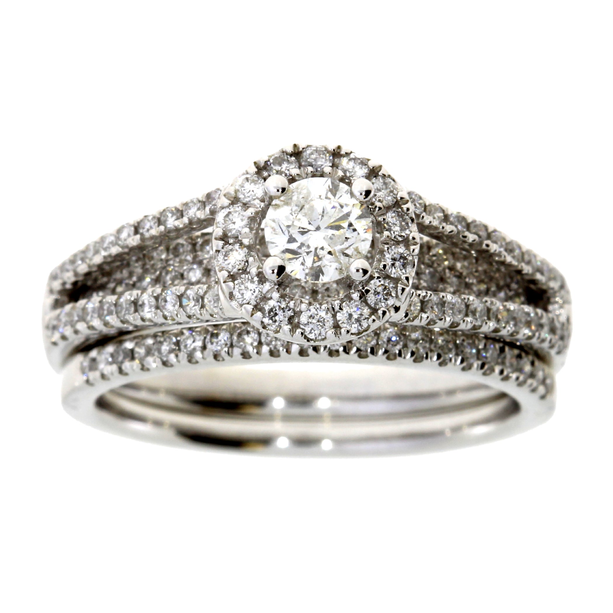 1.00ct Diamond Engagement Ring Set 14KT White Gold