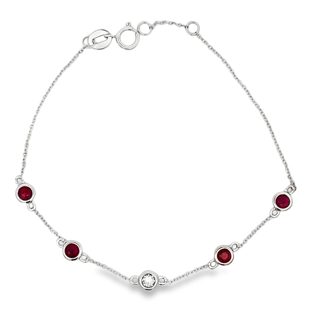 .71ct Ruby Diamond Bracelet 14KT White Gold