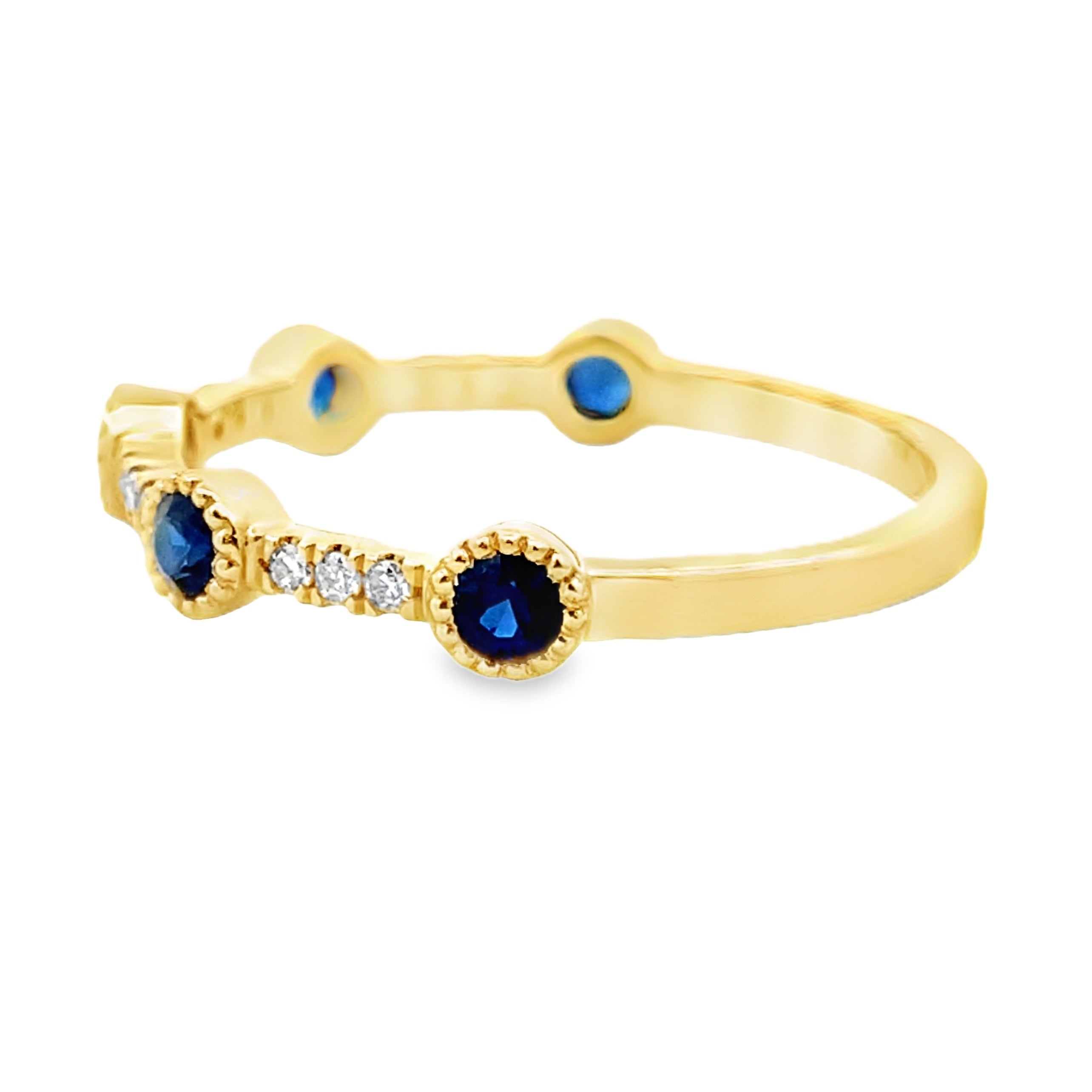 Sapphire Diamond stackable band set 14KT Yellow Gold