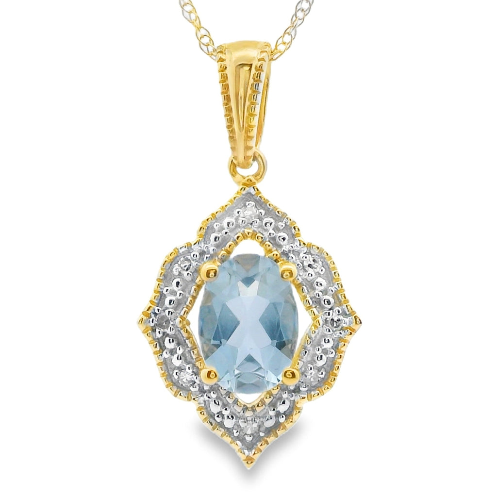 Aquamarine Diamond Fashion Pendants 10KT Yellow Gold