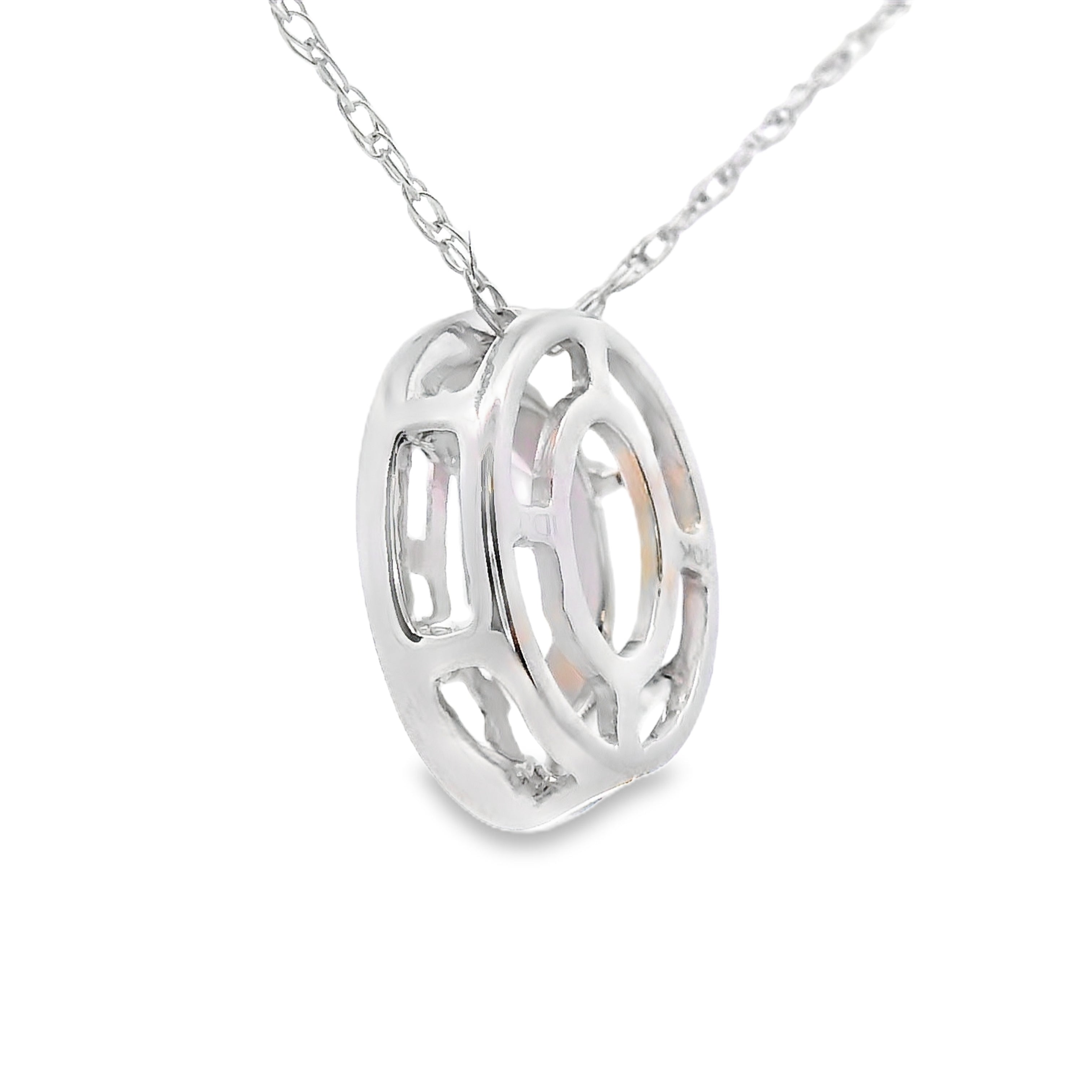 Rose Quartz Diamond Fashion Pendants 10KT White Gold