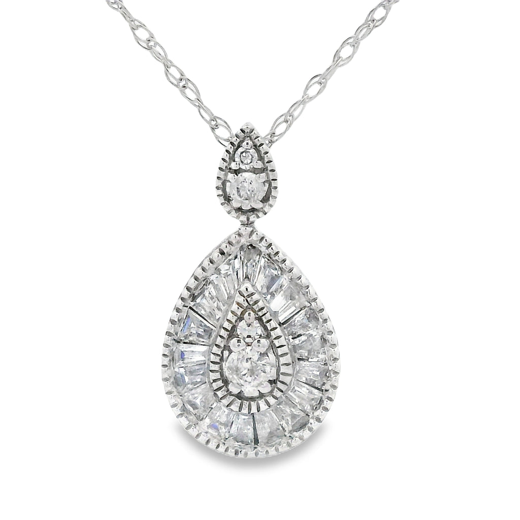 Genuine .32ct Diamond Fashion Pendants 14KT White Gold