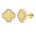 .40ct Mother of Pearl Diamond Earrings 14KT Yellow Gold