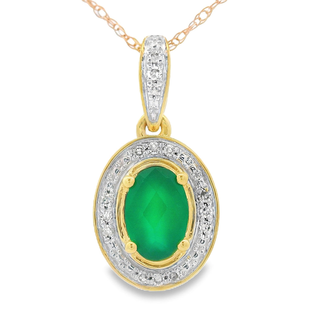 Chalcedony Diamond Fashion Pendants 10KT Yellow Gold