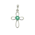 .19ct Emerald Cross Religious Pendant 10KT White Gold
