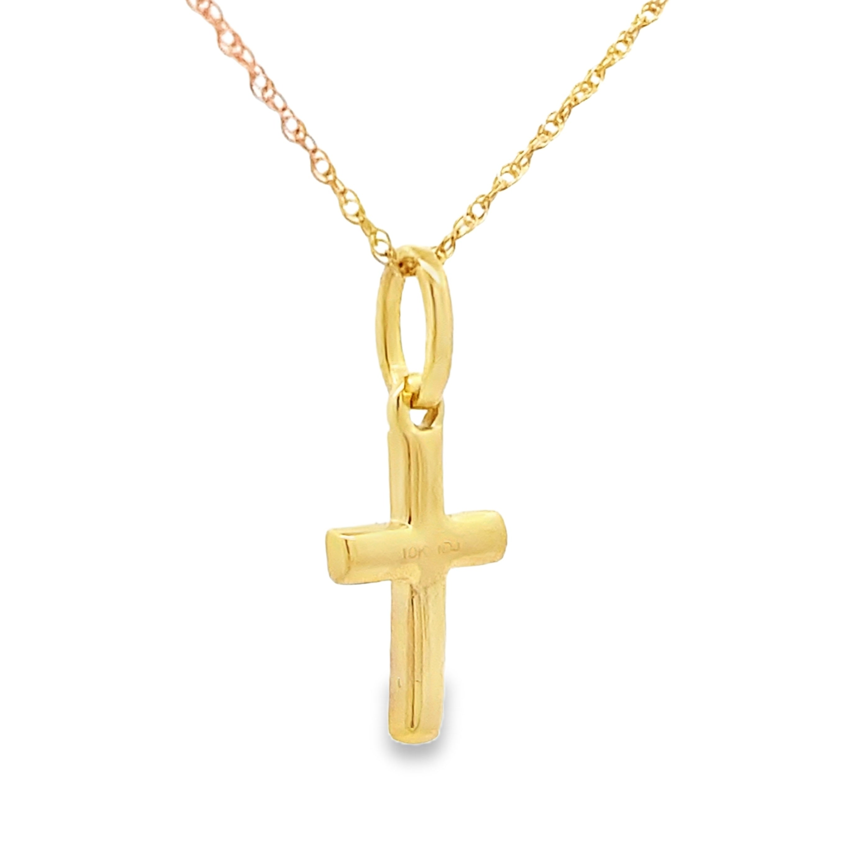 .04ct Diamond Cross Religious Pendant 10KT Yellow Gold