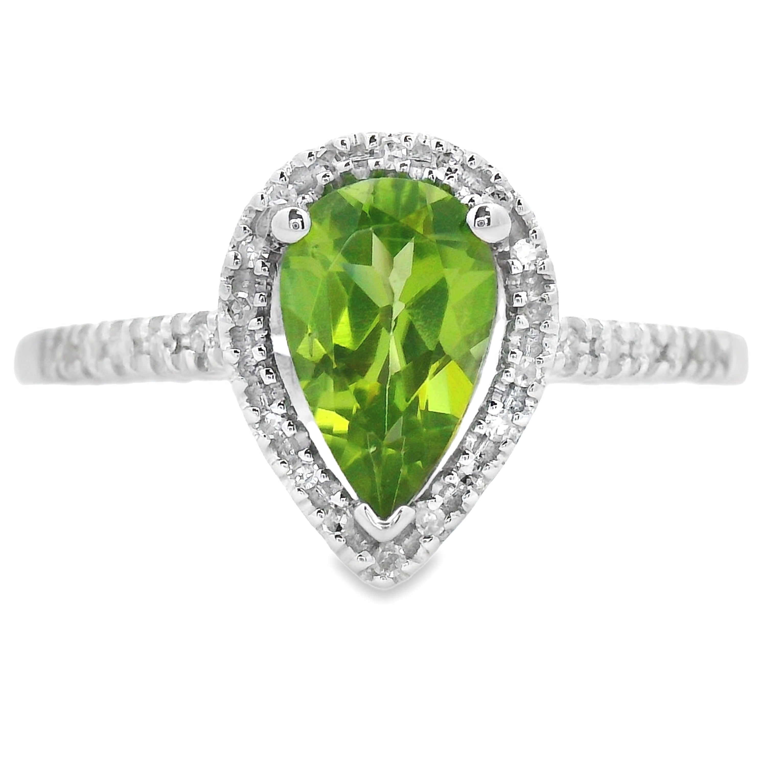 1.10ct Peridot Diamond Ring 14KT White Gold