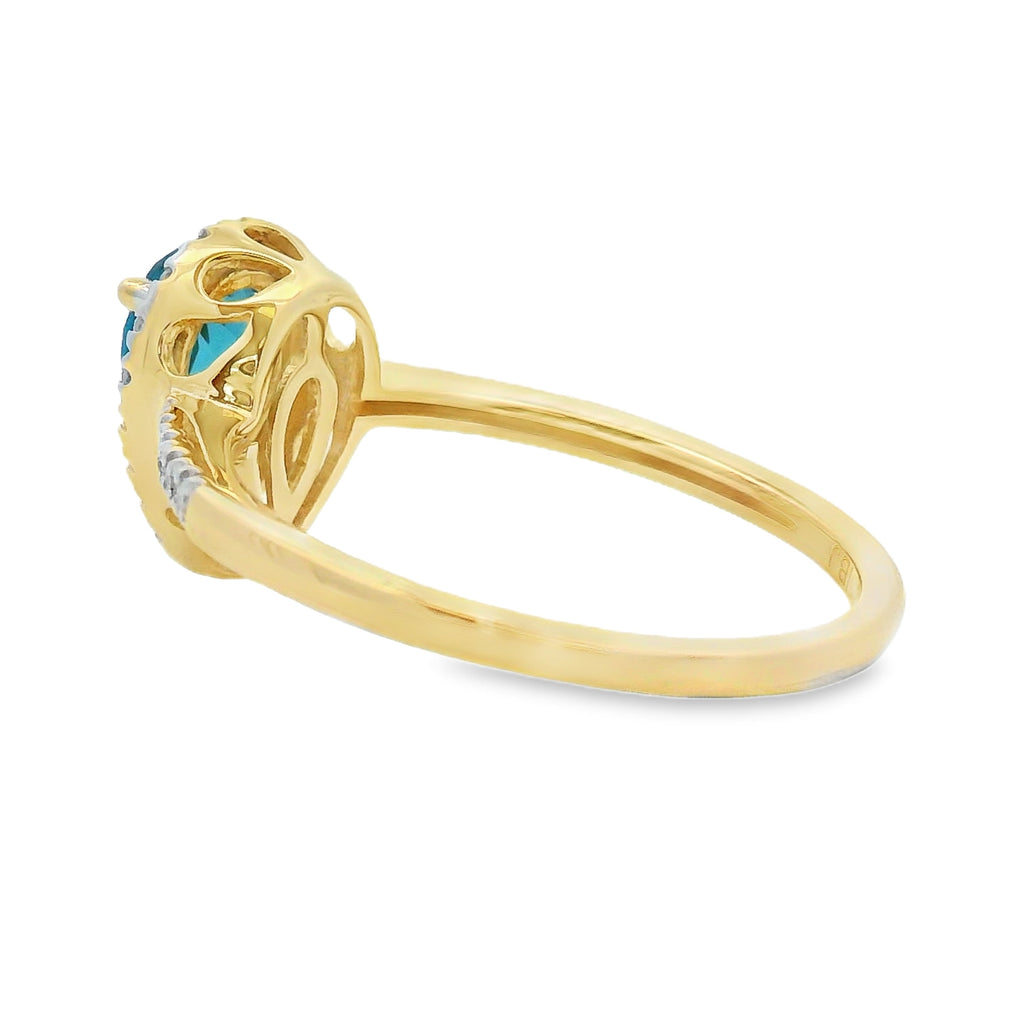 1.13ct London Blue Topaz Diamond Ring 14KT Yellow Gold