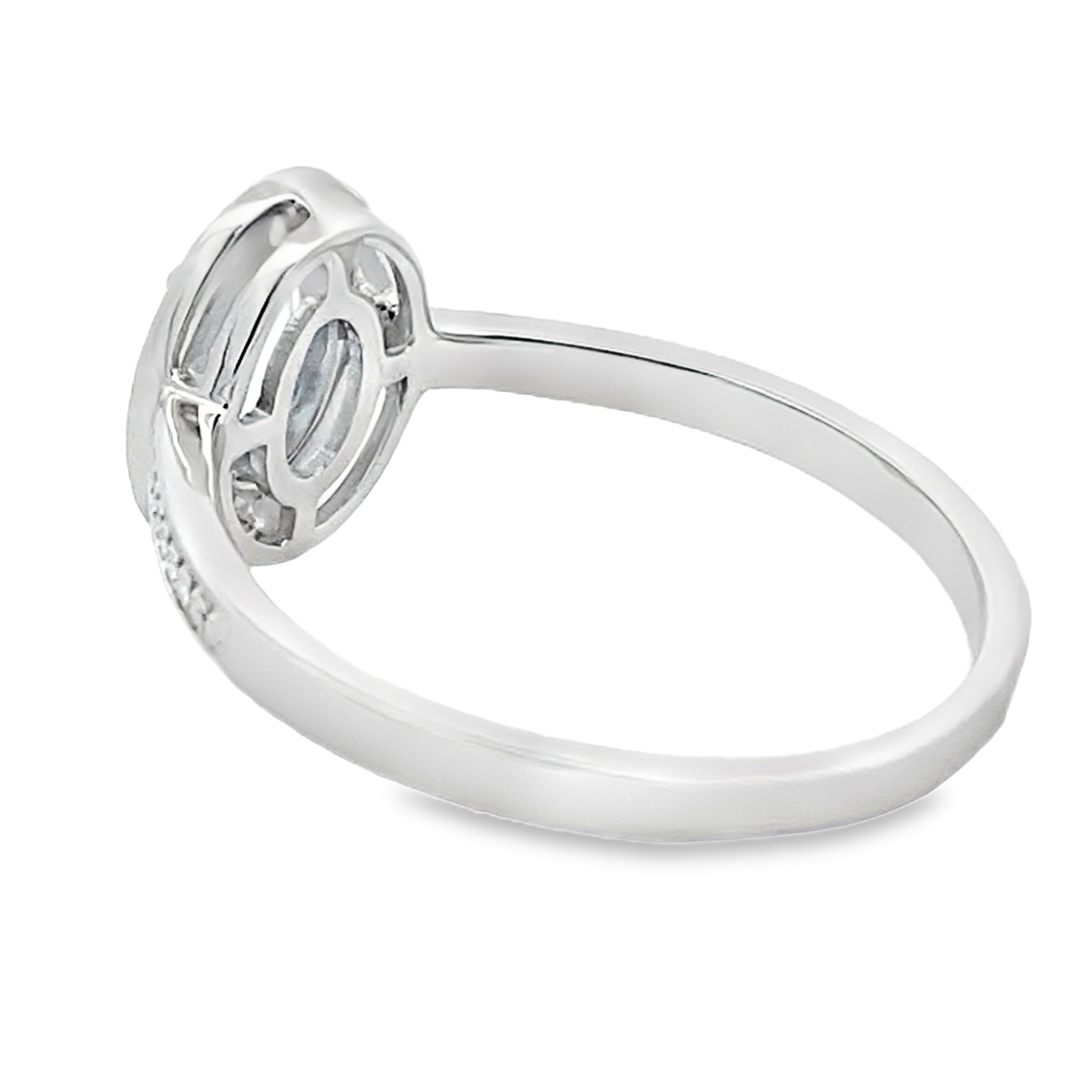 Natural .40ct Aquamarine Diamond Ring 10KT White Gold