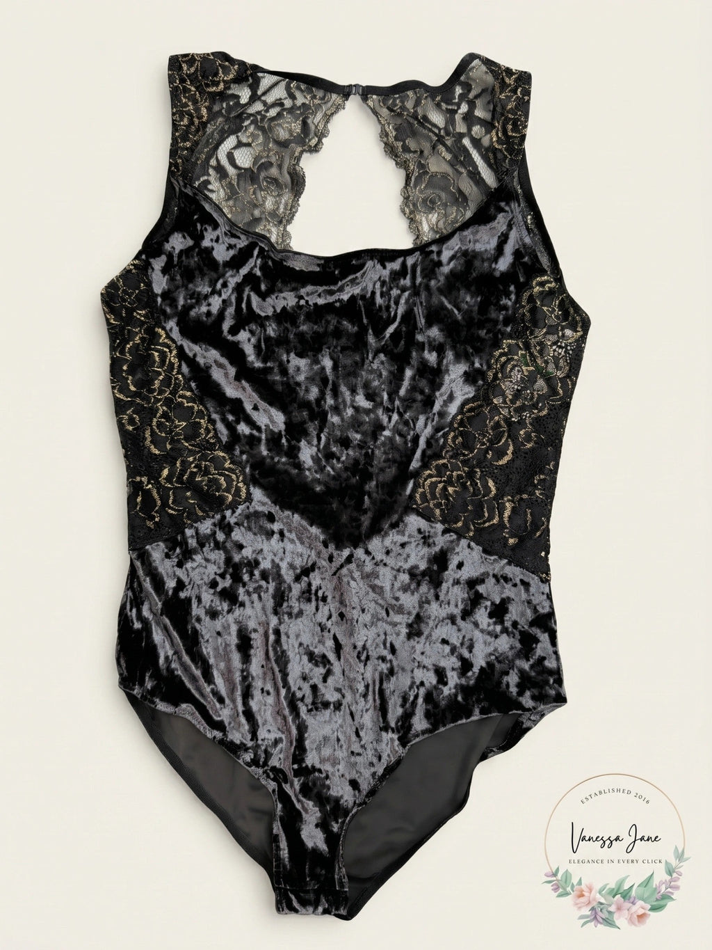I.N.C. Women?s Velvet and Lace Bodysuit, Size Medium