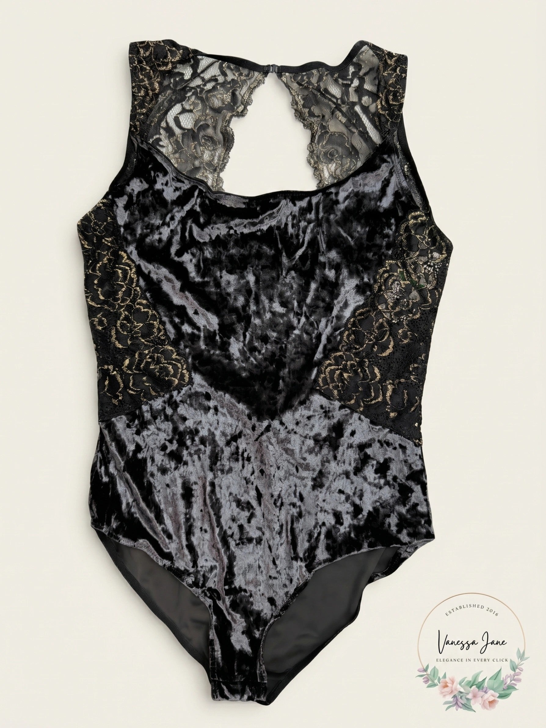I.N.C. Women?s Velvet and Lace Bodysuit, Size Medium