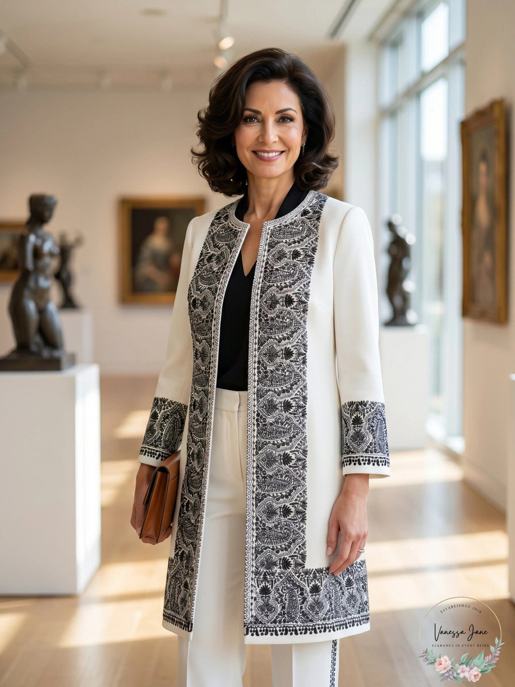 Kobi Halperin Embroidered Duster Coat, Size Small