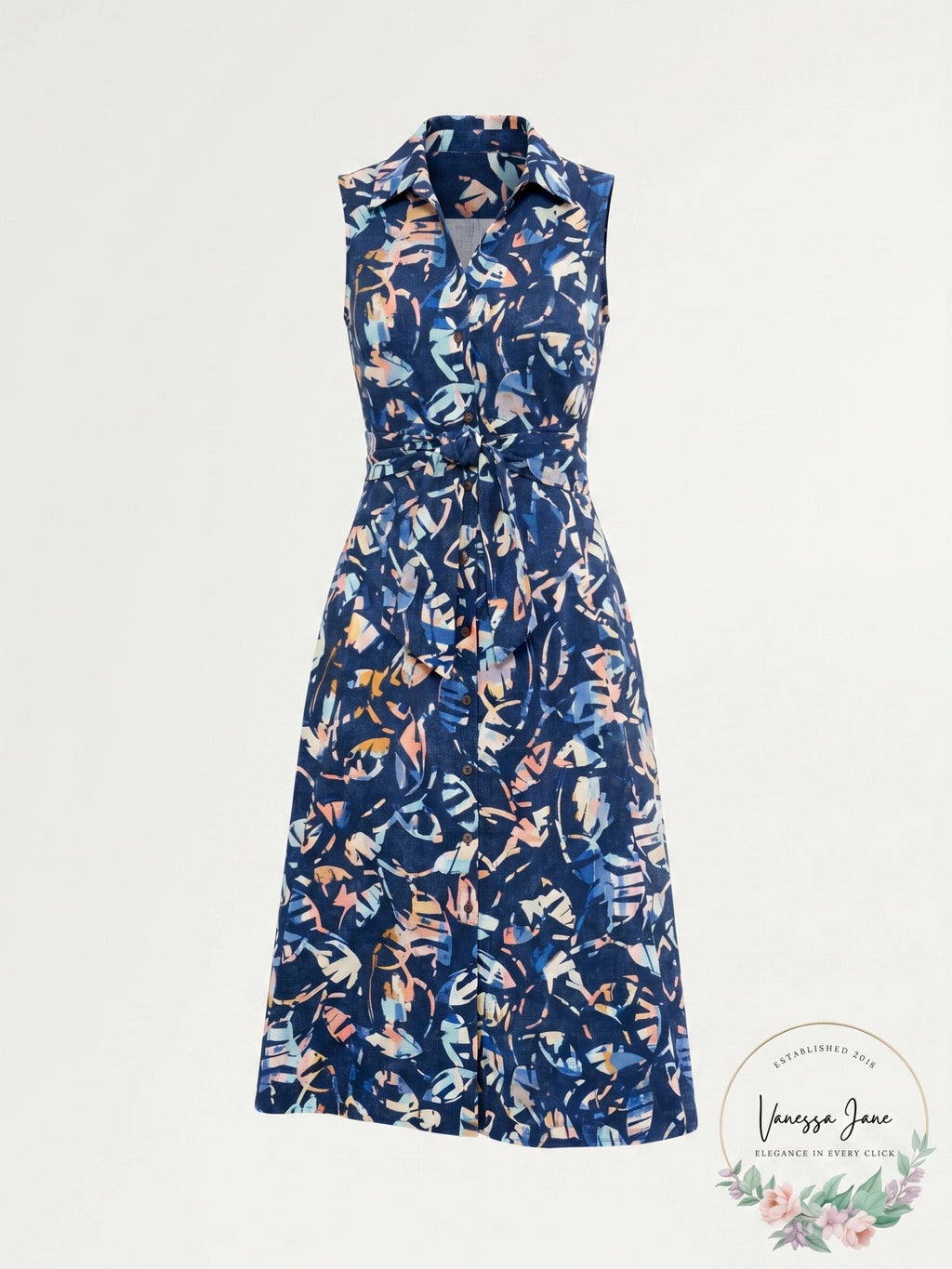 Nic + Zoe Indigo Leaves Shirtdress, Size Medium