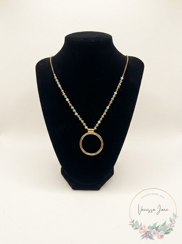 Style and Co Multi-Bead and Chain Round Circle Necklace