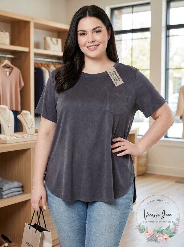 Style & Co Plus Size Shirttail-Hem Suede Top, Size 0X