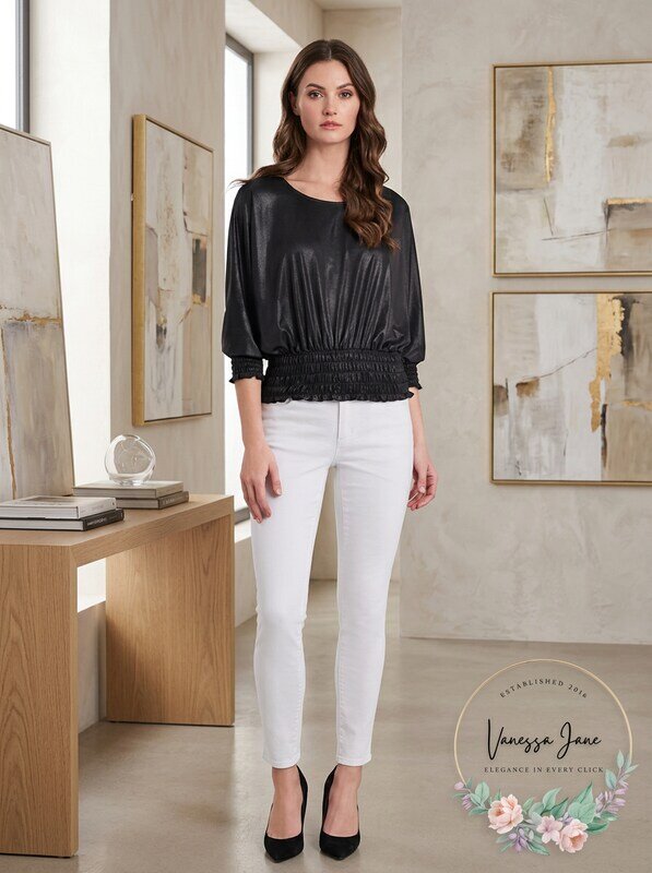 Vince Camuto Smocked-Hem Blouse, Size XS