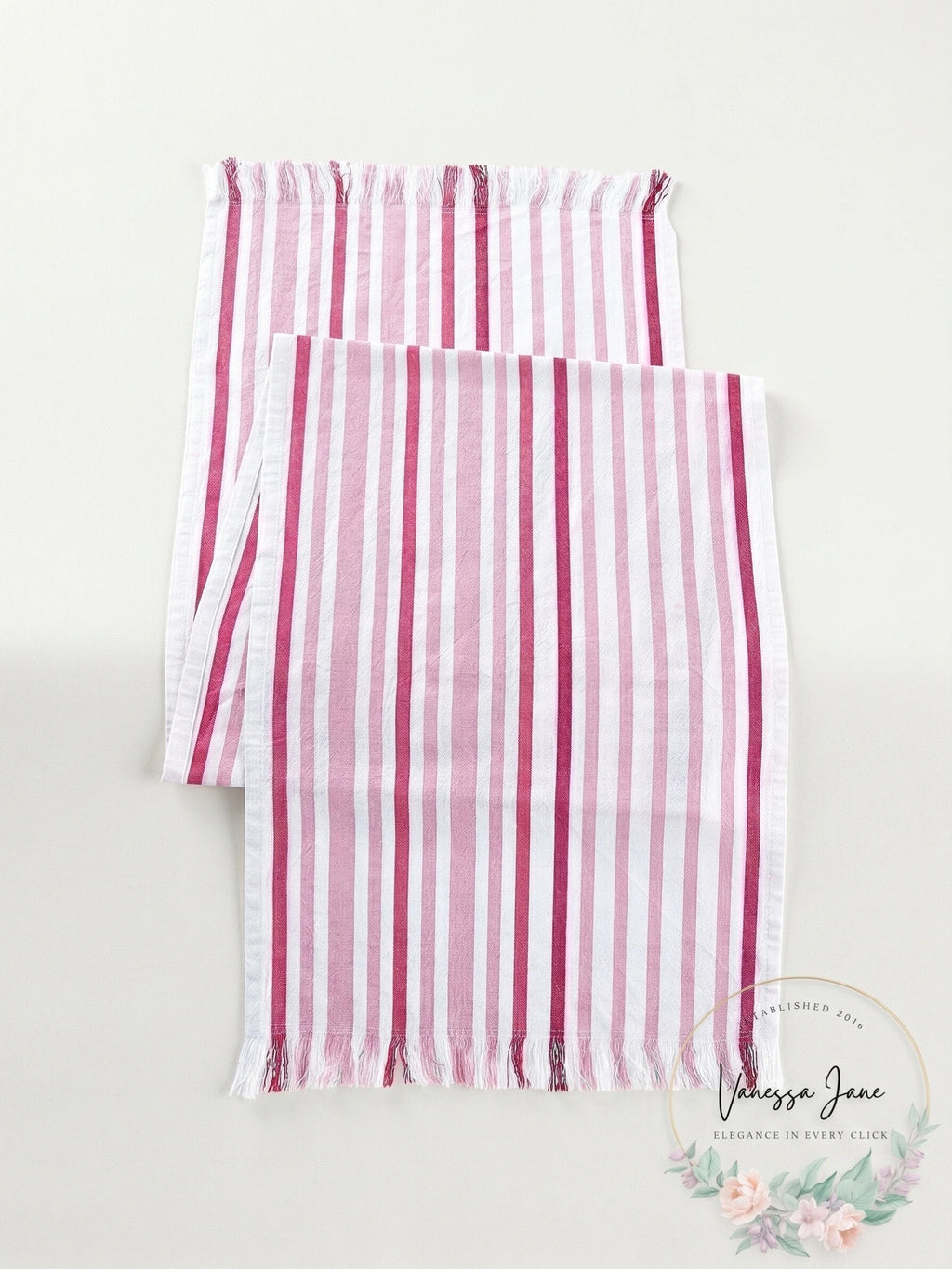 Saro LifeStyle Striped Design Fringed Runner, Sorbet, 16x72