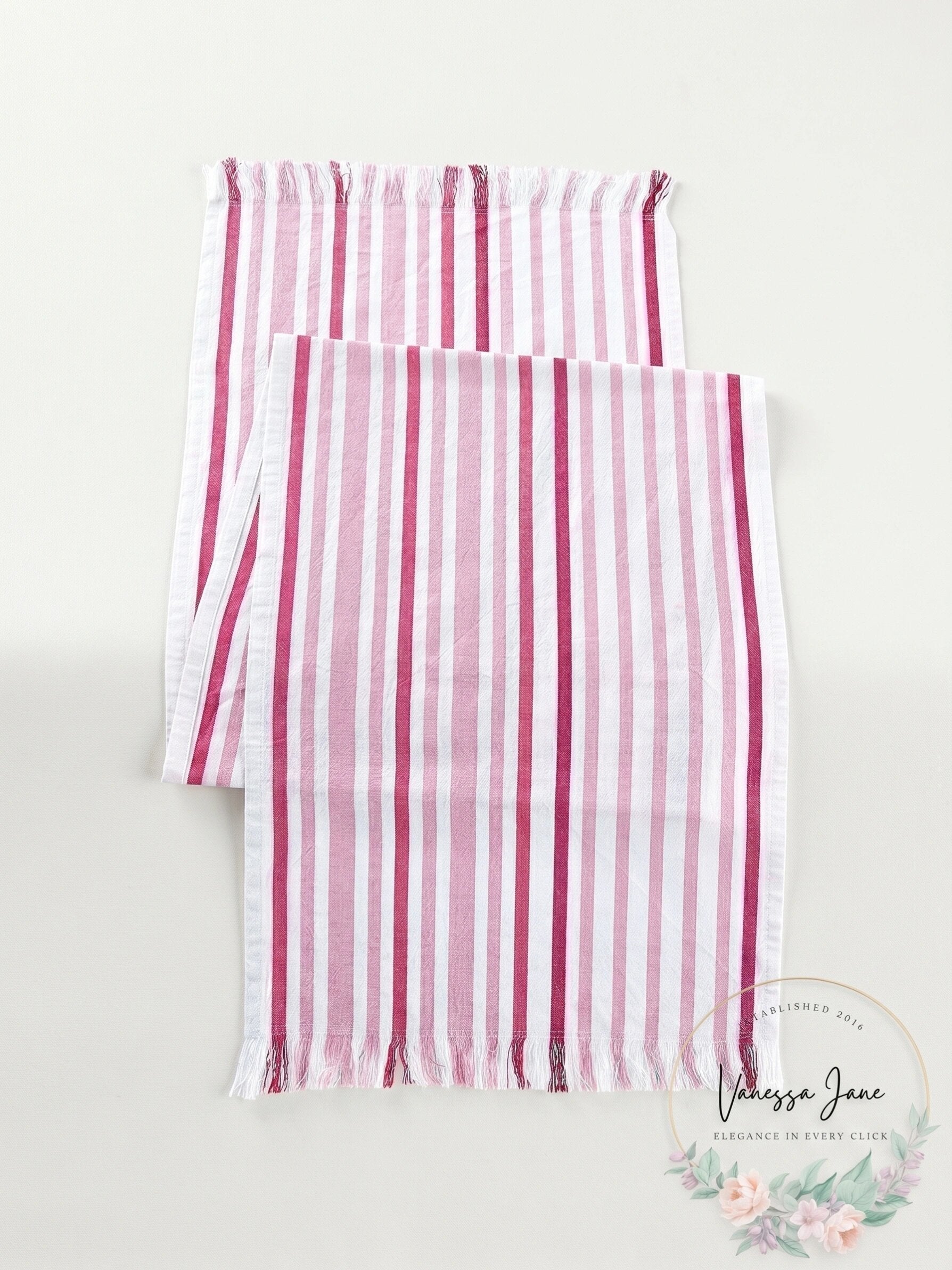 Saro LifeStyle Striped Design Fringed Runner, Sorbet, 16x72