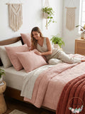 Oake Cotton Geo Stitch Cotton Faux Embroidery Coverlet