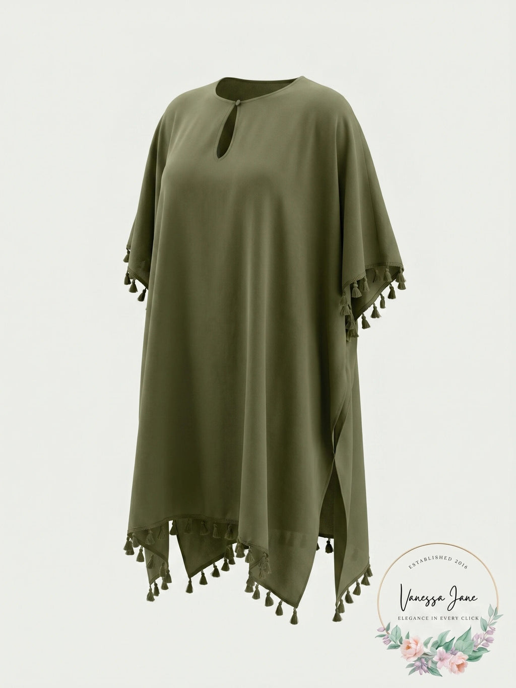 DKNY OLIVE Pom Pom Caftan Swim Cover-up US Large/X-Large