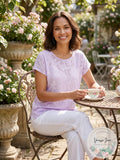 Jm Collection Embroidered Top, Size Small