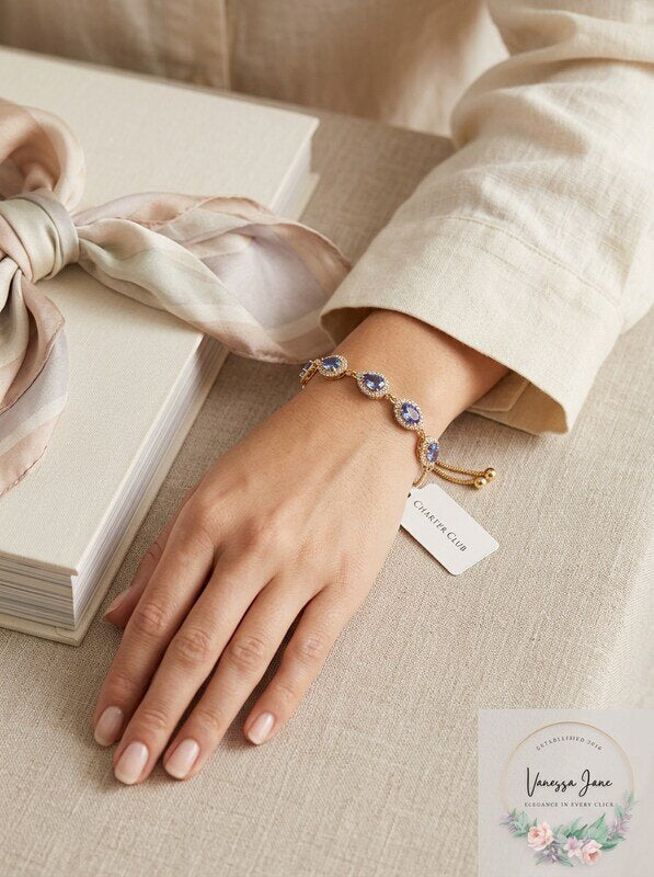 Charter Club Crystal and Stone Slider Bracelet