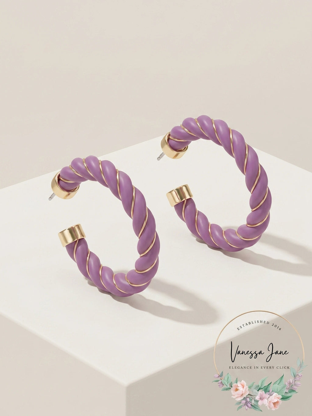 Inc International Concepts Gold-Tone Wire-Wrapped Resin Spiral C-Hoop Earrings